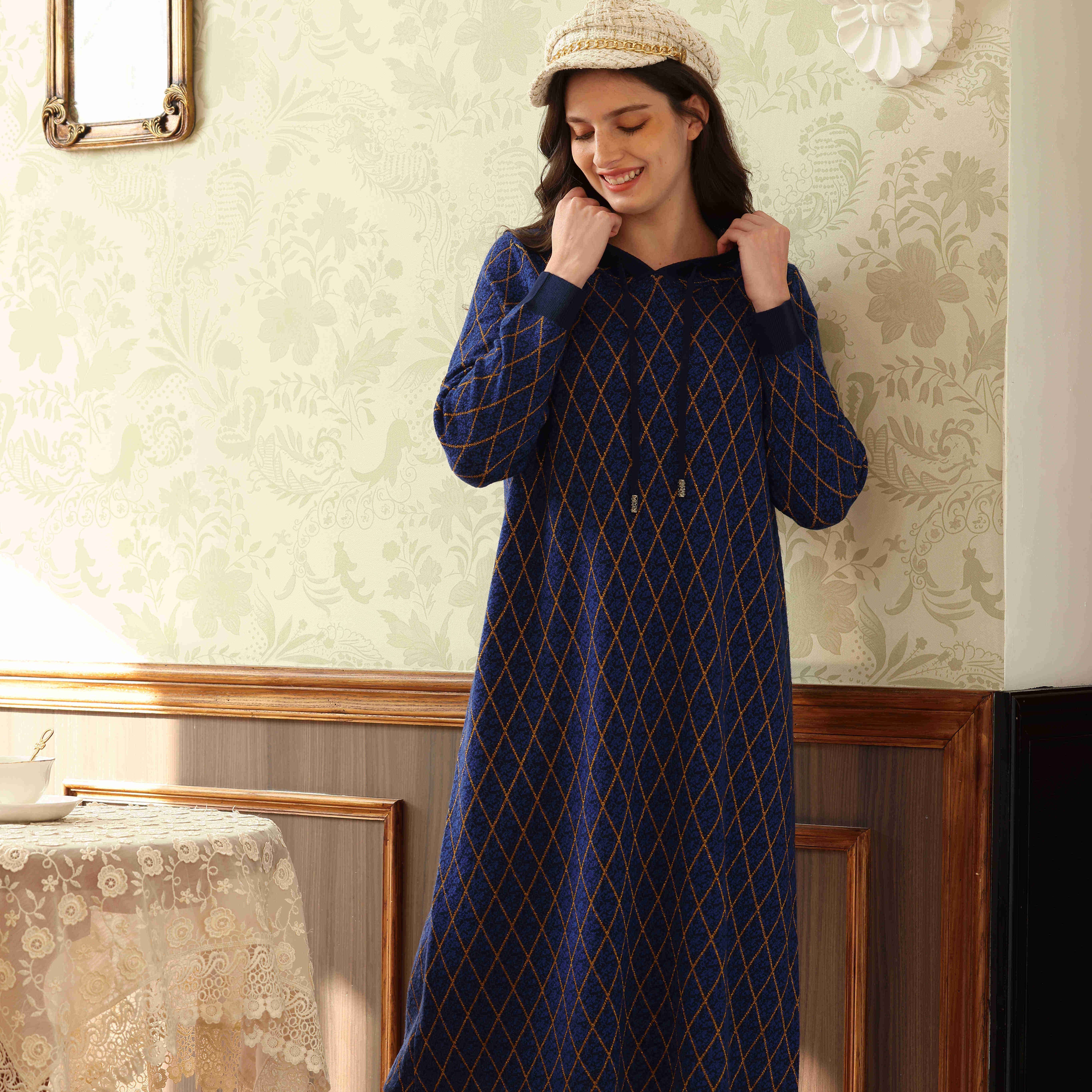 High Quality Custom Ribbed Long Sleeve Sweater Dress Knitwear With Cashmere Softness For Women long dresses women's sweater