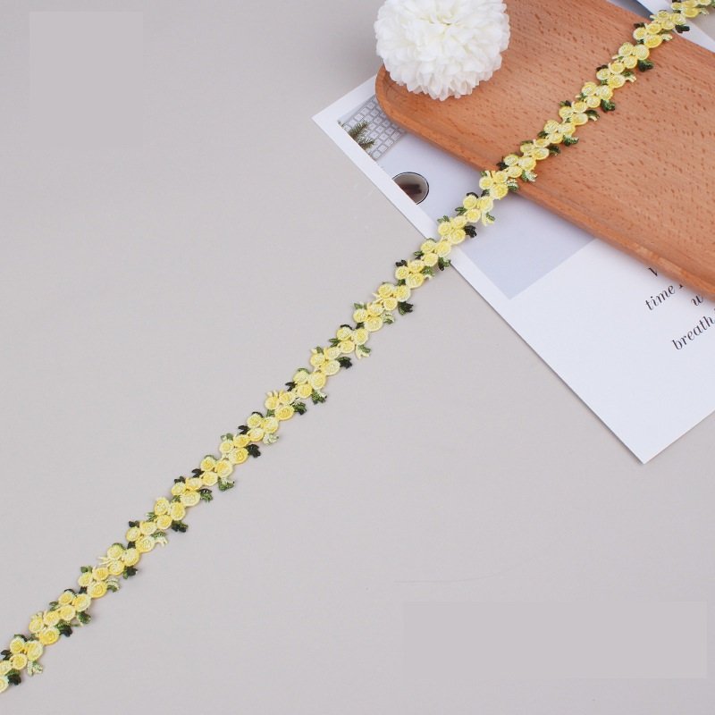 Width Water Soluble Ethnic Style Lace Flower Ribbon Silk Milk Cotton Applique Embroidery Lace Trim Bar Code For Clothes