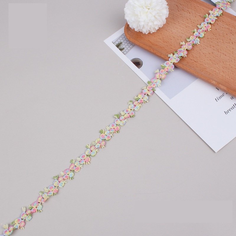 Width Water Soluble Ethnic Style Lace Flower Ribbon Silk Milk Cotton Applique Embroidery Lace Trim Bar Code For Clothes