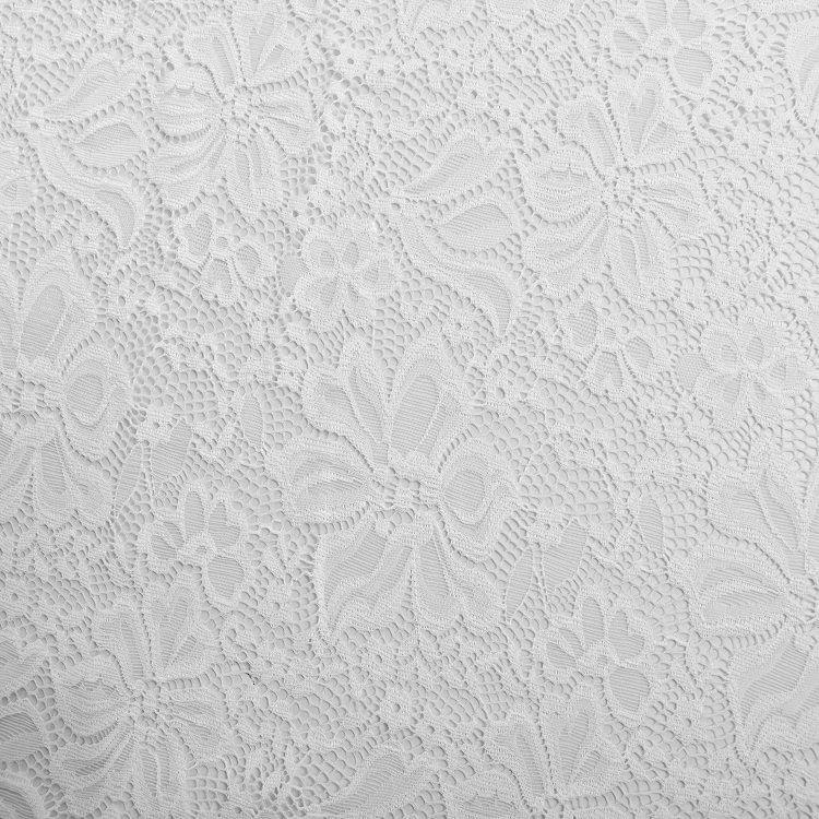 New Style Lower Price White Nylon Spandex Stretch Jacquard Lace With Flowers Fabric For Dress