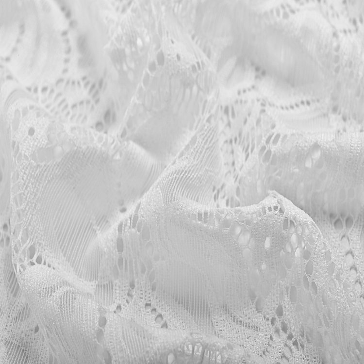 New Style Lower Price White Nylon Spandex Stretch Jacquard Lace With Flowers Fabric For Dress