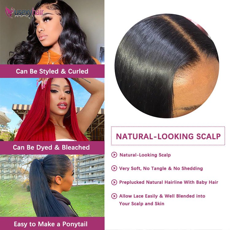 1B Black Color 150% 180% Density Silky Straight Human Hair 13x4 Transparent Peruvian Hair Wig Lace Front Wigs for Black Women