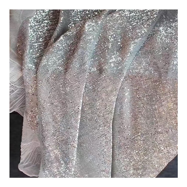 Luxury Design 3D Silver Sequin Tulle Fabric Mesh Embroidery Lace for Wedding Dresses and Clothing Decoration