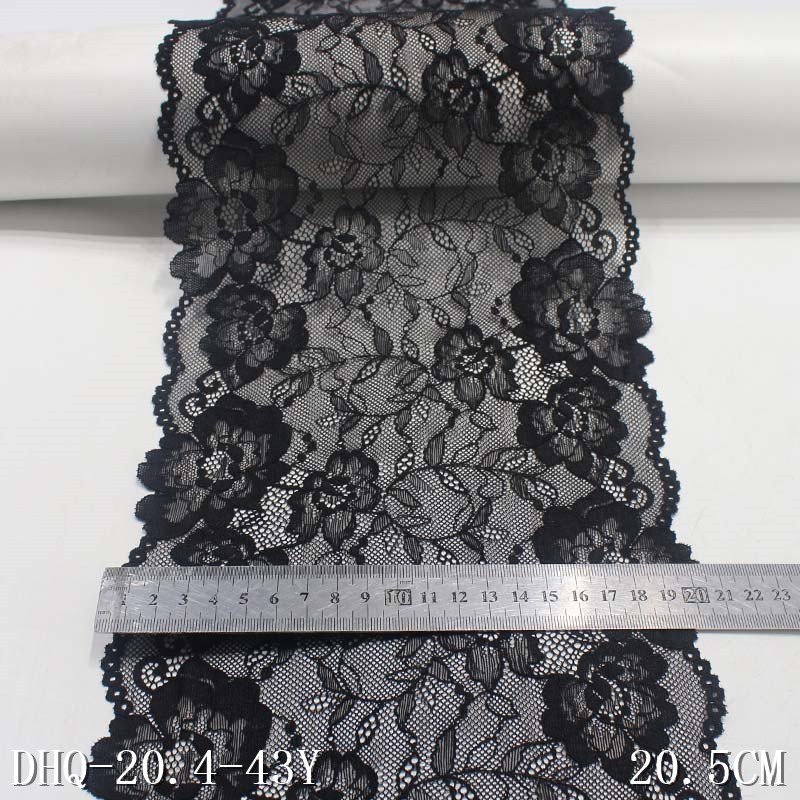 Romantic 9 colors 21cm Soft Mesh Elastic Lace Trim Beige Flower Stretch Lace Fabric For Women Lingerie Dress