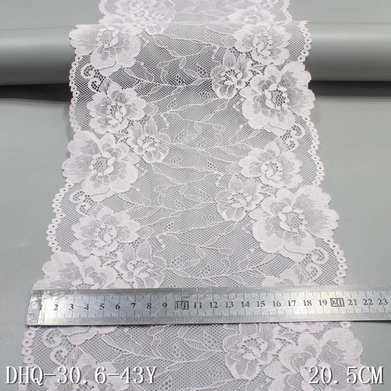 Romantic 9 colors 21cm Soft Mesh Elastic Lace Trim Beige Flower Stretch Lace Fabric For Women Lingerie Dress