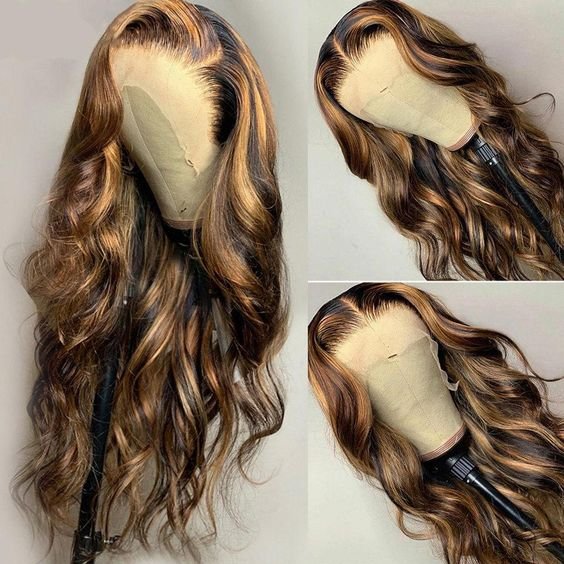 Highlight Wig Vendor Wholesale 1b Honey Blonde Ombre Hair Wig With Dark Roots Mink Peruvian Virgin Human Hair HD Lace Front Wig