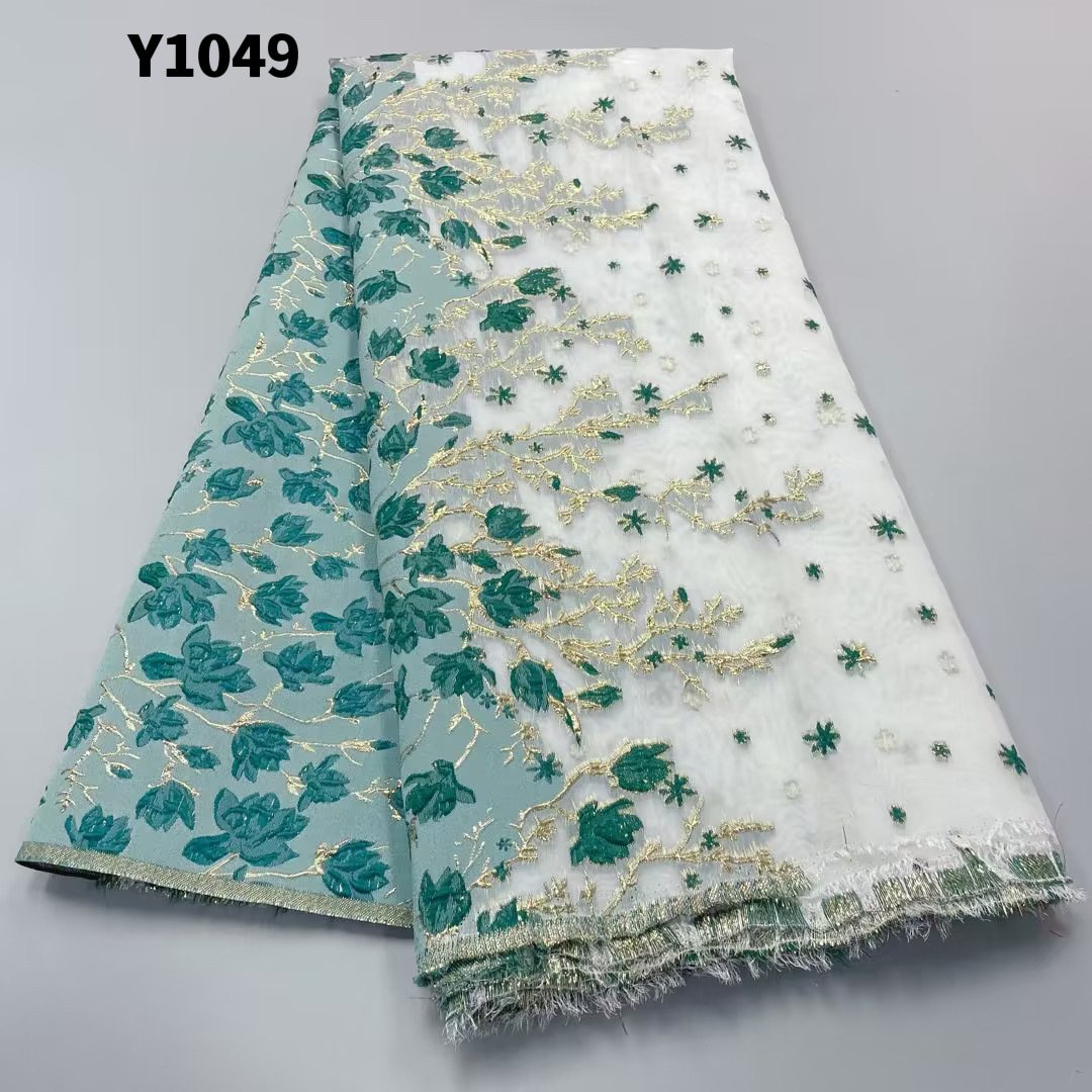 African Lace Jacquard Fabrics /Latest Orange Lace Embroidery Fabric /Satin Jacquard Brocade Fabric For French Tulle Lace Fabric