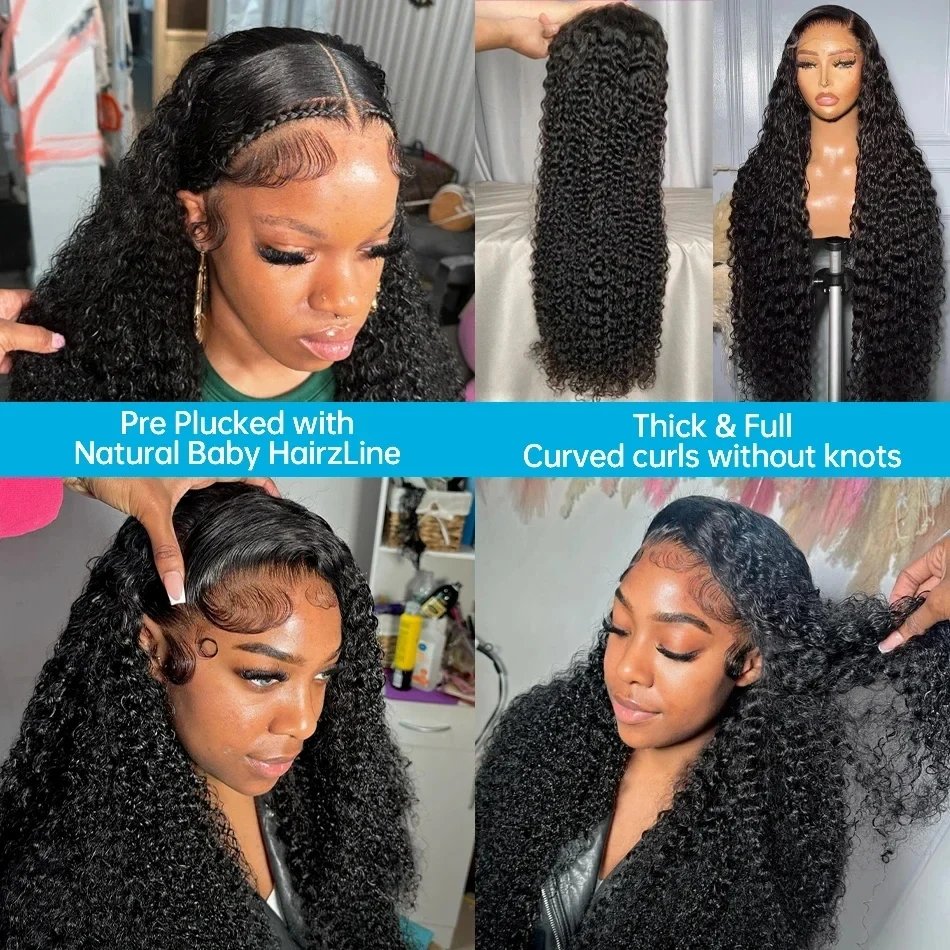 250 Density HD 13X6 Transparent Deep Wave Human Hair Lace Frontal Wig 30 40 Inch 13X4 Water Curly Lace Front Human Hair Wigs