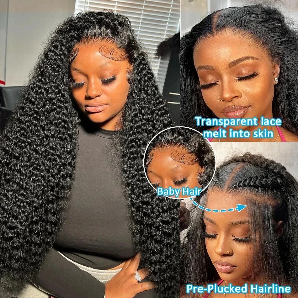 250 Density HD 13X6 Transparent Deep Wave Human Hair Lace Frontal Wig 30 40 Inch 13X4 Water Curly Lace Front Human Hair Wigs