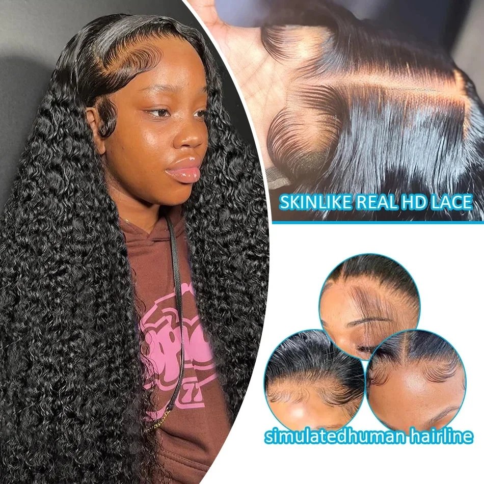 250 Density HD 13X6 Transparent Deep Wave Human Hair Lace Frontal Wig 30 40 Inch 13X4 Water Curly Lace Front Human Hair Wigs