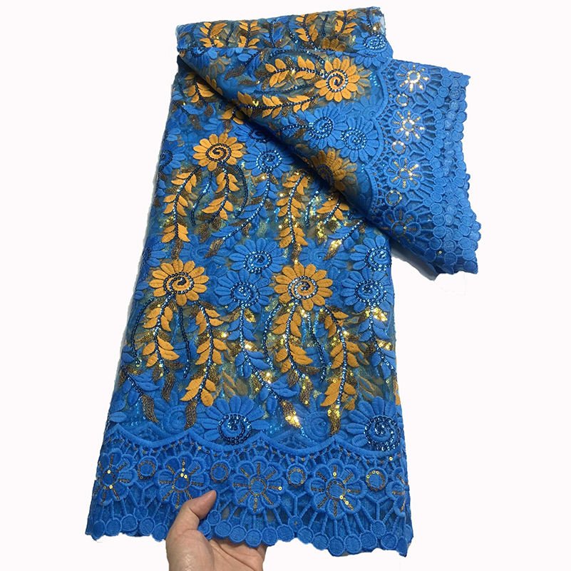 african lace fabric 2023 lace and sequin dresses embroidery fabric 100% polyester tulle fabric