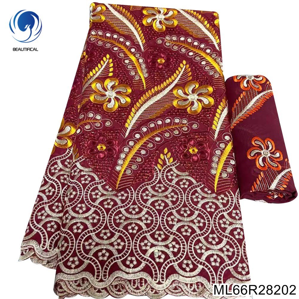 Beautifical embroidery cotton swiss cotton fabric navy blue voile lace ML66R282
