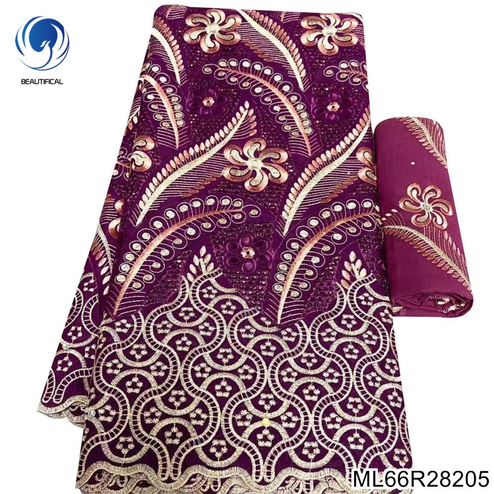 Beautifical embroidery cotton swiss cotton fabric navy blue voile lace ML66R282