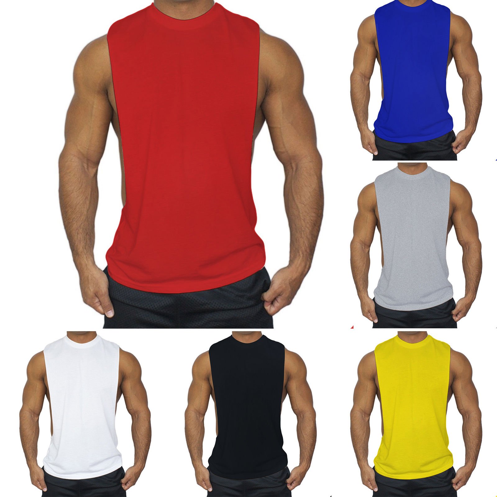 100% Cotton Gym Fitness Breathable Ribbed Absorb Sweat Wife Beater men's Tank Tops Men