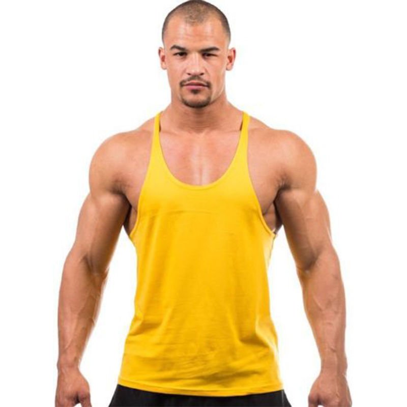 100% Cotton Gym Fitness Breathable Ribbed Absorb Sweat Wife Beater men's Tank Tops Men