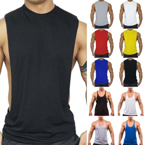 100% Cotton Gym Fitness Breathable Ribbed Absorb Sweat Wife Beater men's Tank Tops Men