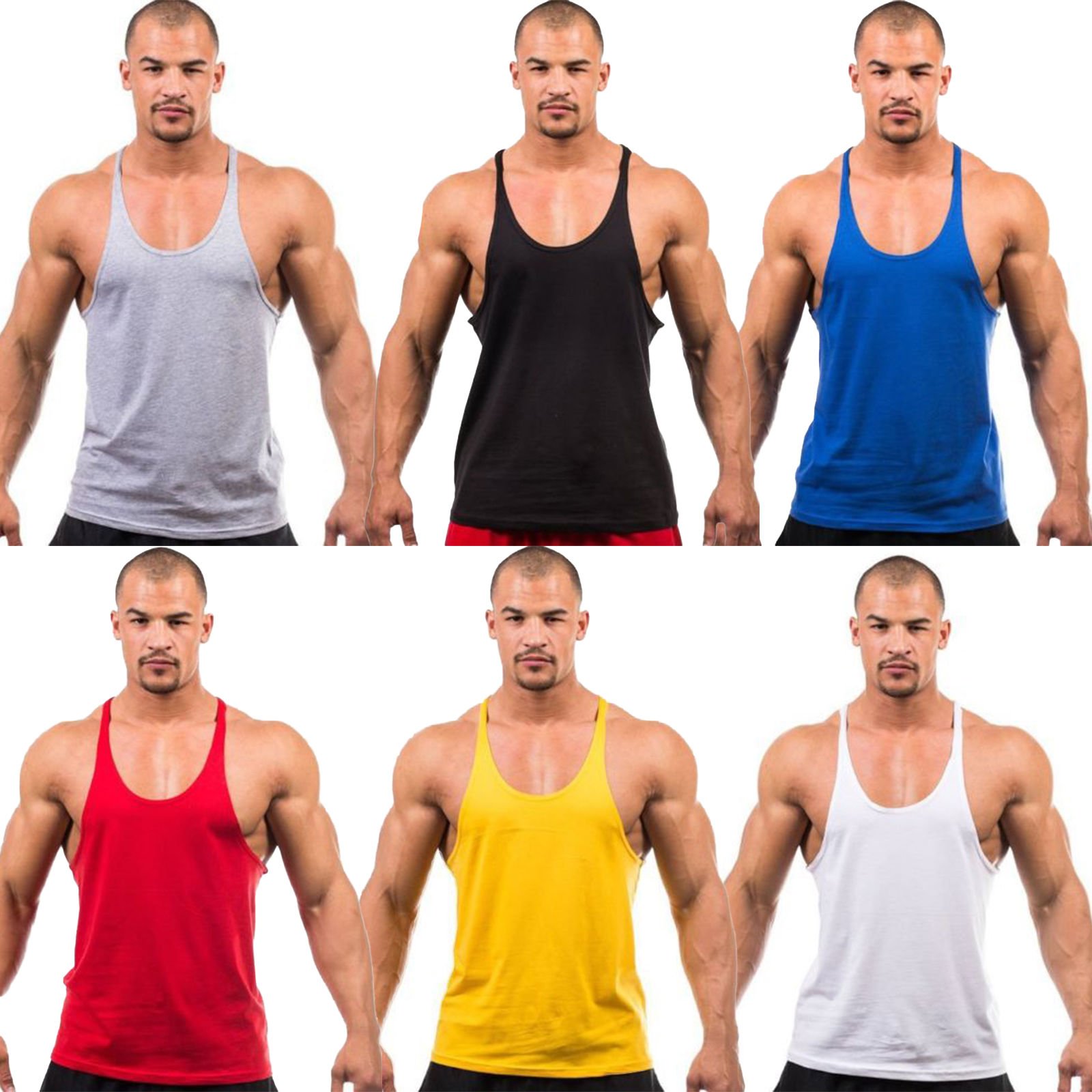 100% Cotton Gym Fitness Breathable Ribbed Absorb Sweat Wife Beater men's Tank Tops Men