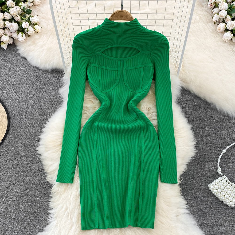 Plus Size Sexy Hollow Out Wrap Hip Slim Midi Maxi Ribbed Knitted Sweater Dresses Bodycon Winter Women