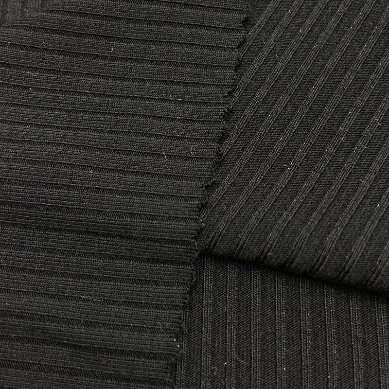 Bright custom color 95% rayon 5% stretch ribbed knit 3*2 viscose spandex rib fabric for loungewear sweater