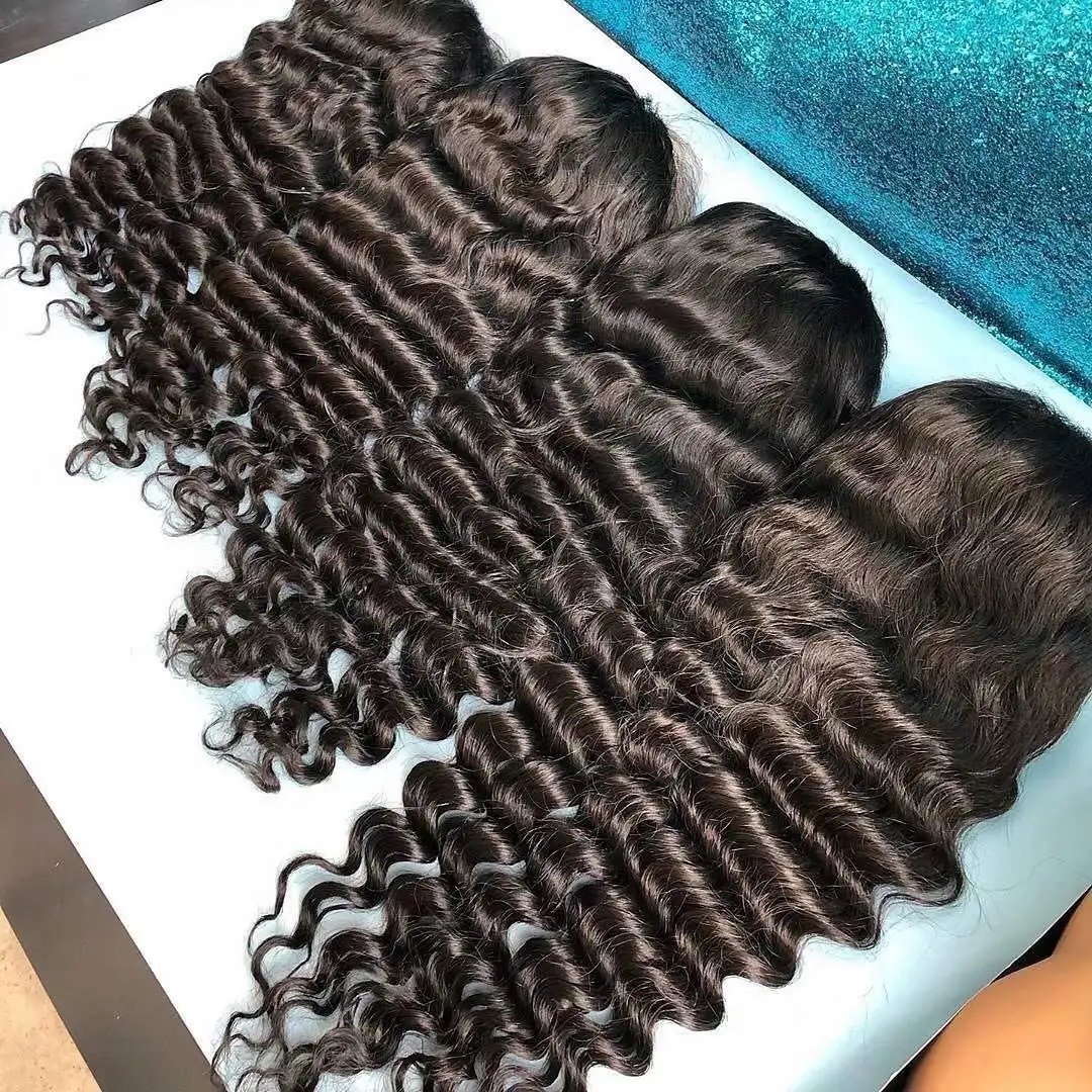 Cheap Deep Wave Virgin Cuticle Aligned human hair 4*4 Closure Lace Wig Raw Brazilian Human Hair lace front Wigs
