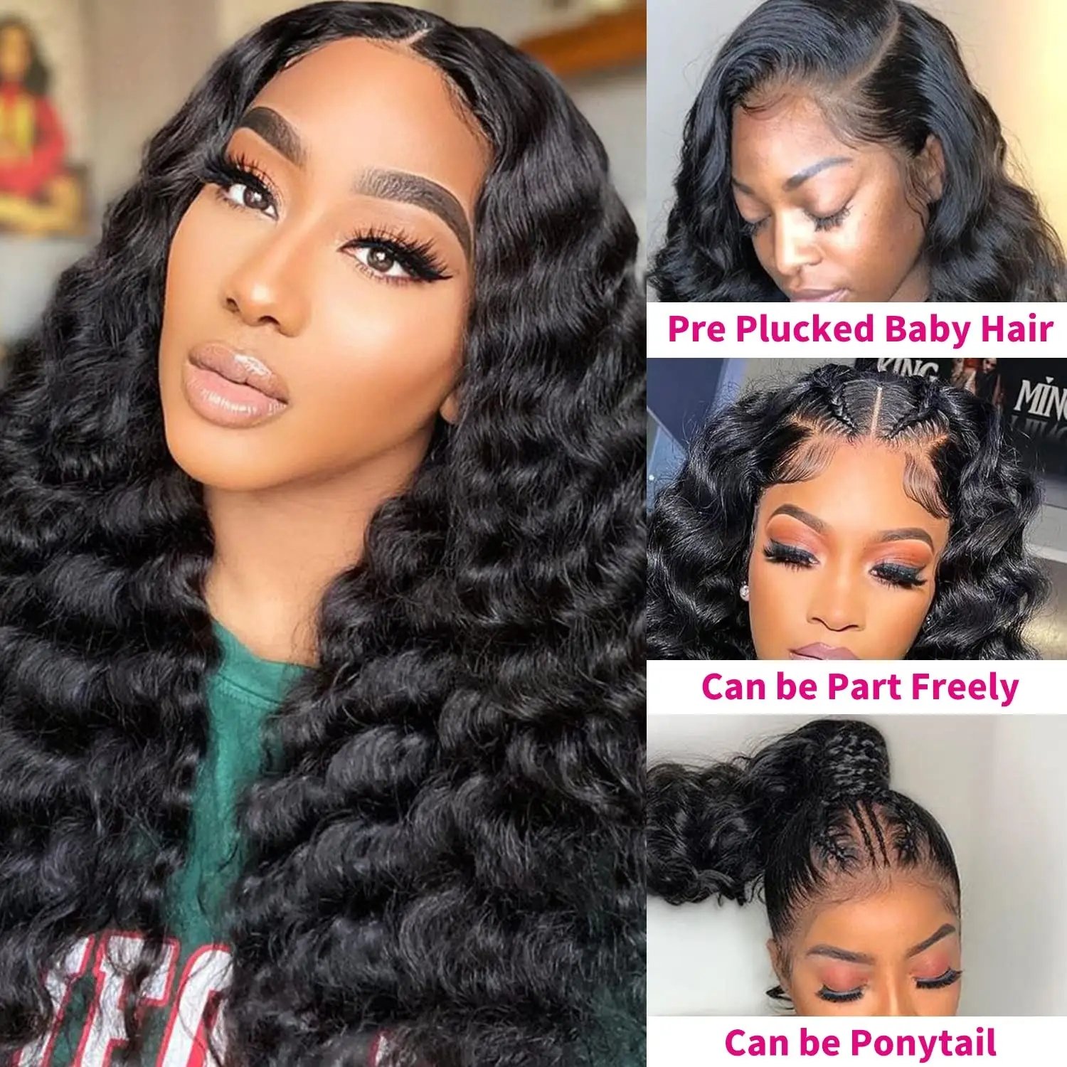 Cheap Deep Wave Virgin Cuticle Aligned human hair 4*4 Closure Lace Wig Raw Brazilian Human Hair lace front Wigs