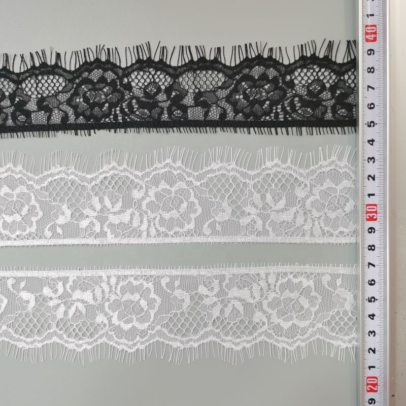 Zj60011-1zejin width 5.3 cm nylon French lace eyelash new lace design high quality nylon eyelash lace