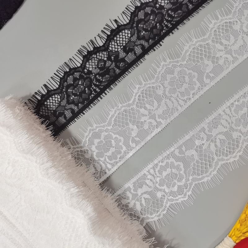 Zj60011-1zejin width 5.3 cm nylon French lace eyelash new lace design high quality nylon eyelash lace