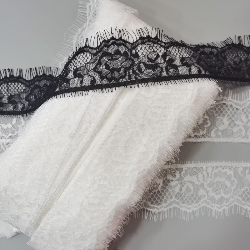 Zj60011-1zejin width 5.3 cm nylon French lace eyelash new lace design high quality nylon eyelash lace