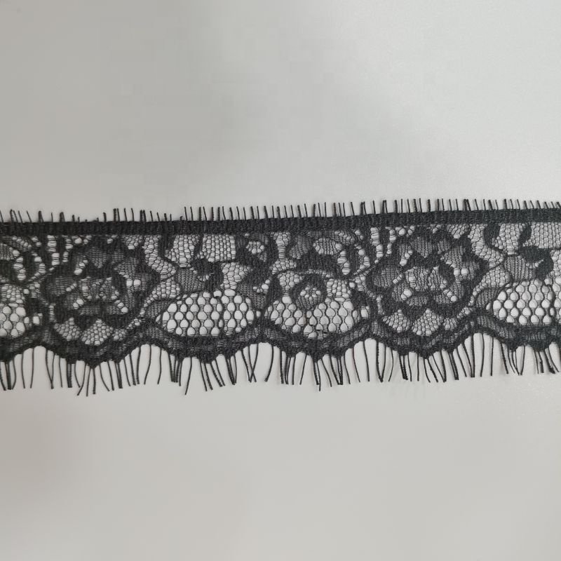 Zj60011-1zejin width 5.3 cm nylon French lace eyelash new lace design high quality nylon eyelash lace