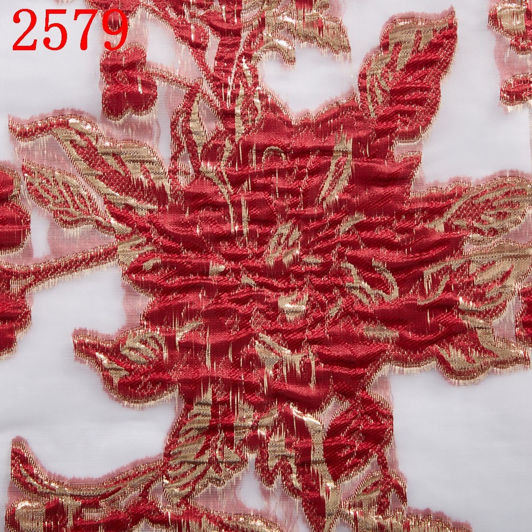 Embroidery Brocade Jacquard Fabric African Nigerian Lace Fabric High Quality Brocade Lace Fabric With Sequin Lace 2579
