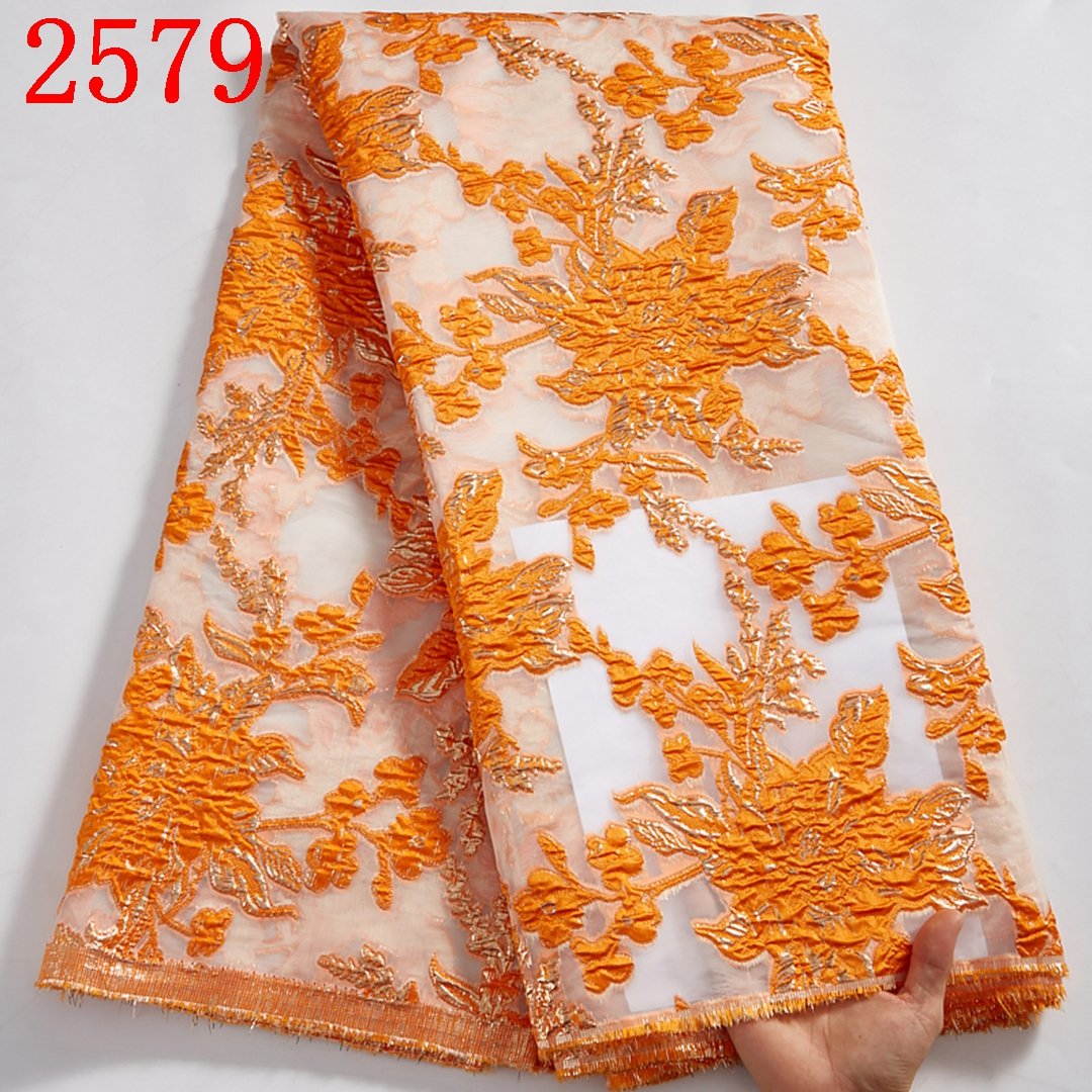 Embroidery Brocade Jacquard Fabric African Nigerian Lace Fabric High Quality Brocade Lace Fabric With Sequin Lace 2579