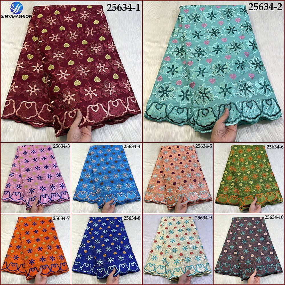 Sinya African Swiss Voile Lace Fabrics For Women High Quality Wholesale Embroidery Cotton Lace Wedding Dress With Stones