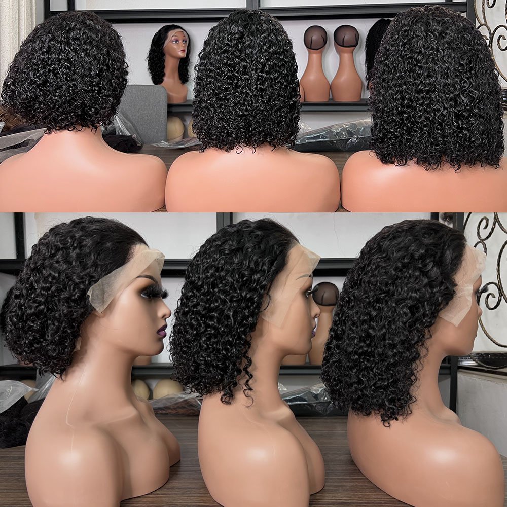Wholesale Raw Brazilian 4x4 HD Lace Wig Human Hair HD Transparent Lace Front Wig,Cheap Gueless Natural Human Hair Curly Bob Wigs