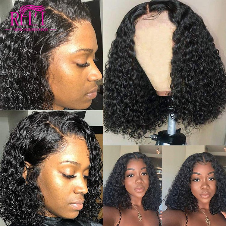 Hd lace frontal wig Bob curly wig 13x6 lace front human hair wigs transparent for Black