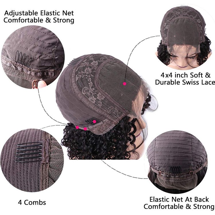 Hd lace frontal wig Bob curly wig 13x6 lace front human hair wigs transparent for Black