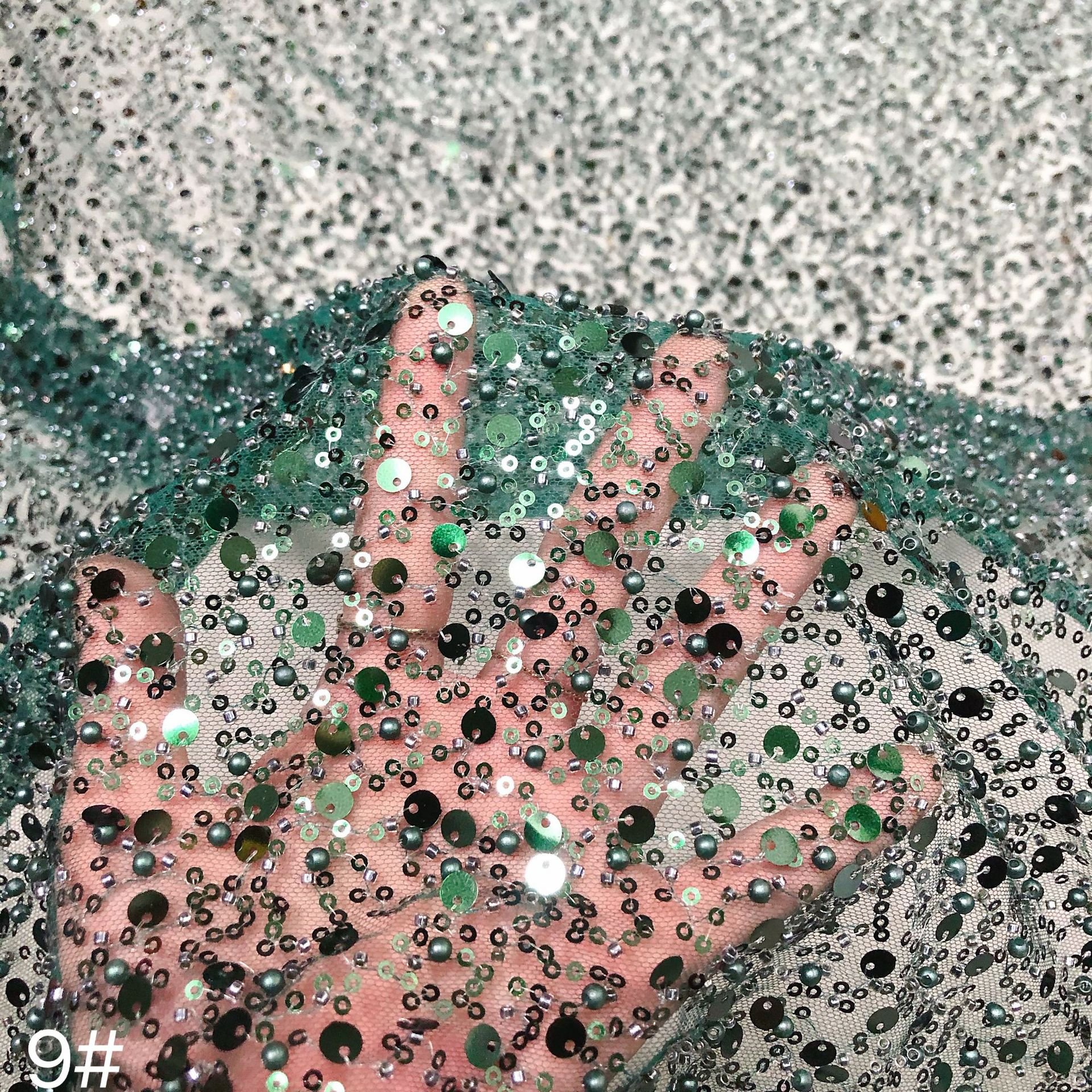 Tul Bordado con Perlas y lentejuelas In stock Luxury heavy beaded sequin tulle net lace fabric