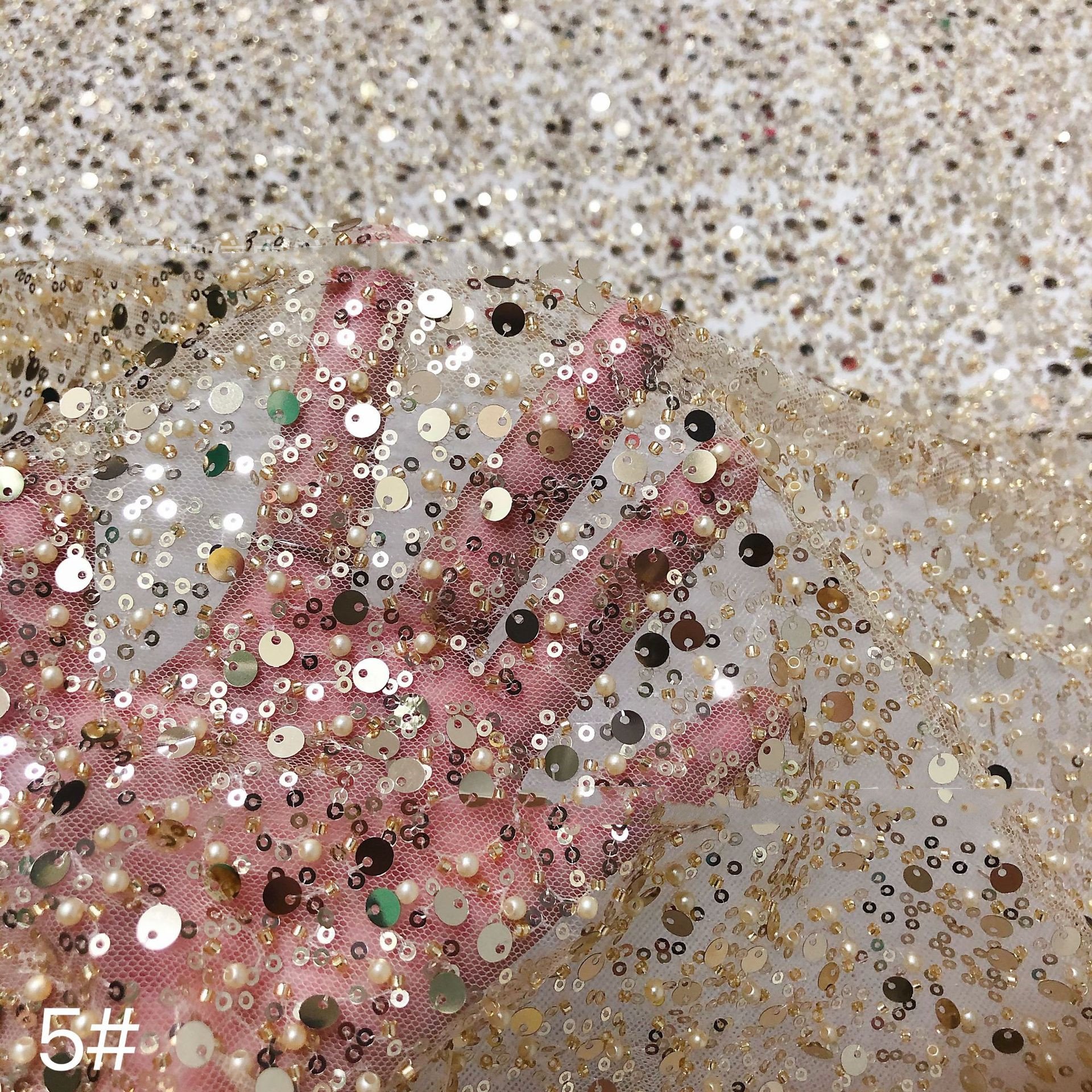 Tul Bordado con Perlas y lentejuelas In stock Luxury heavy beaded sequin tulle net lace fabric