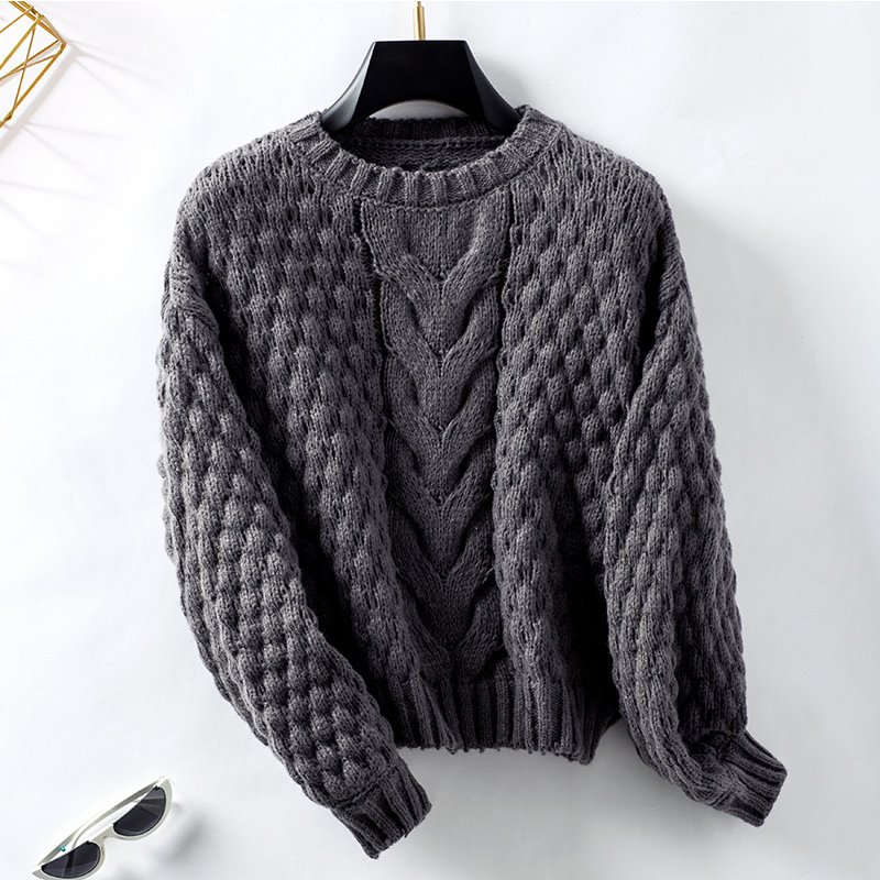 Wholesale winter casual light pullover hollow out cutout twisted eight jumper solid color cable knitted ribbed women sweater
