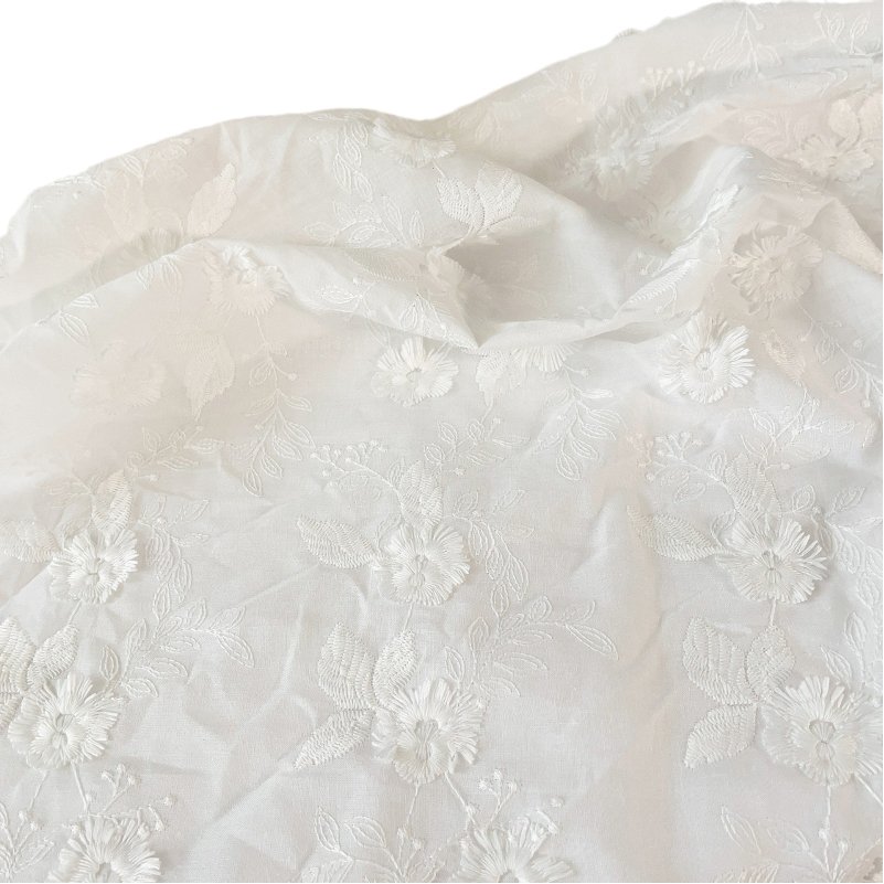 Manufacturer Wholesale Cotton Plant Embroidery Fabric Three Dimensional Embroidery Fabric Pure Cotton Jacquard Clothing Fabric