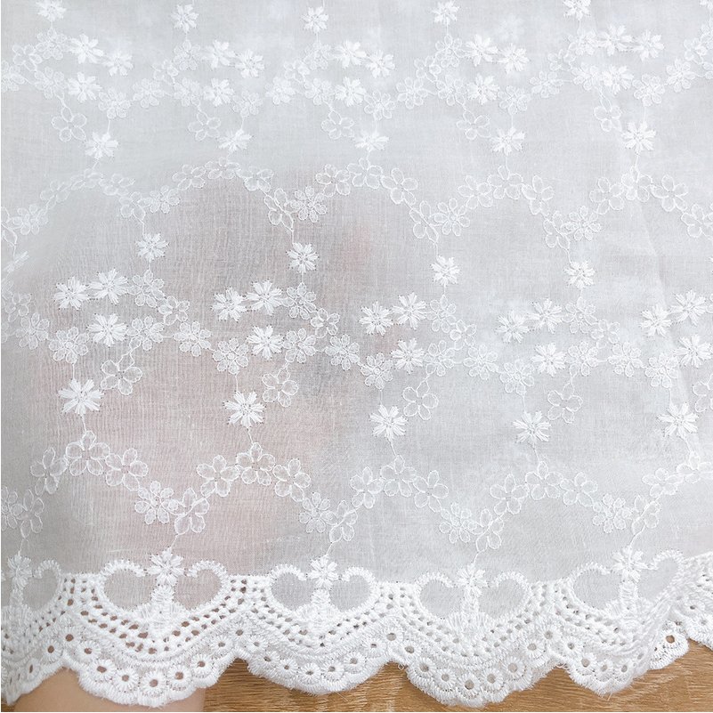 Manufacturer Wholesale Cotton Plant Embroidery Fabric Three Dimensional Embroidery Fabric Pure Cotton Jacquard Clothing Fabric