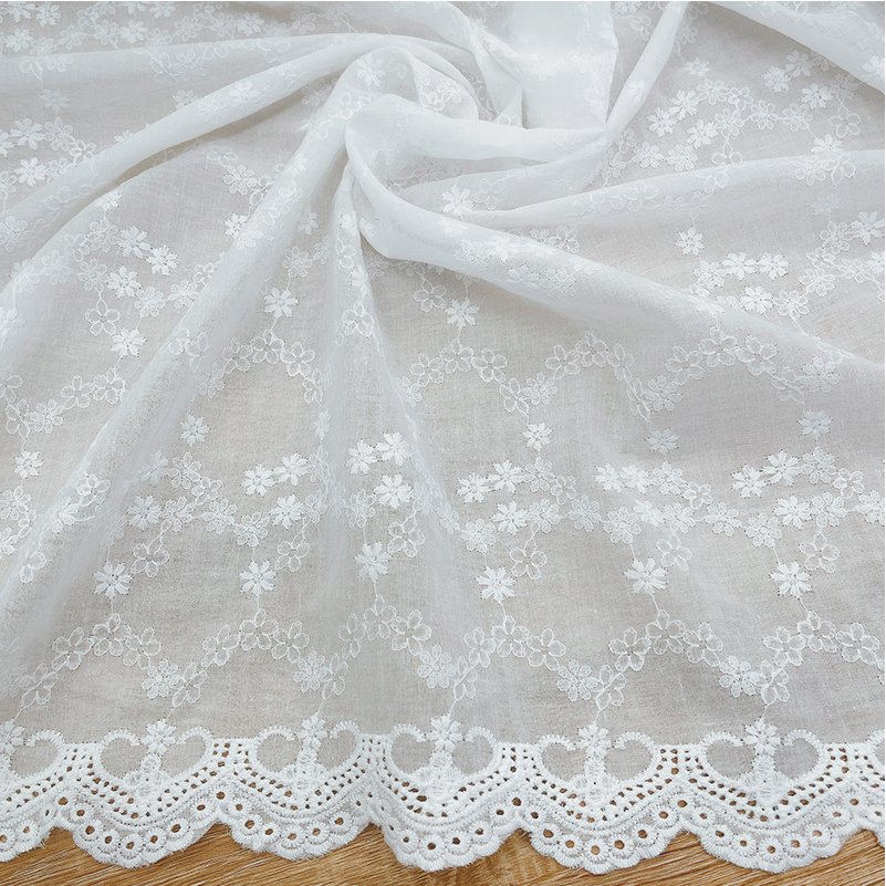 Manufacturer Wholesale Cotton Plant Embroidery Fabric Three Dimensional Embroidery Fabric Pure Cotton Jacquard Clothing Fabric