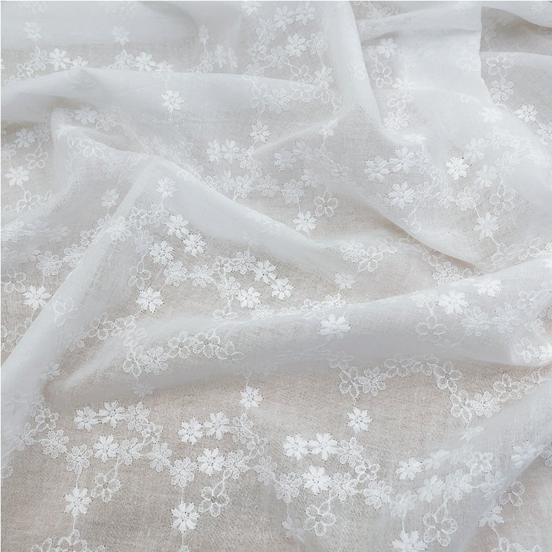 Manufacturer Wholesale Cotton Plant Embroidery Fabric Three Dimensional Embroidery Fabric Pure Cotton Jacquard Clothing Fabric
