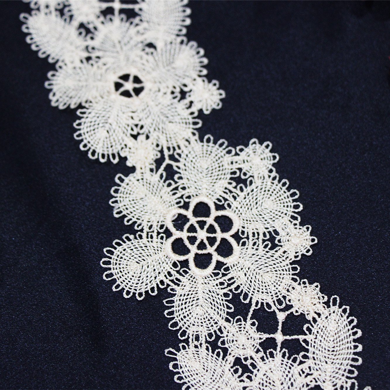 Narrow White Blue Embroidery Ribbon Lace Trim Nylon Border Lace Trimming for Women