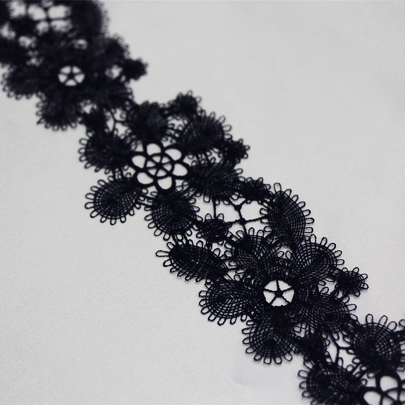 Narrow White Blue Embroidery Ribbon Lace Trim Nylon Border Lace Trimming for Women