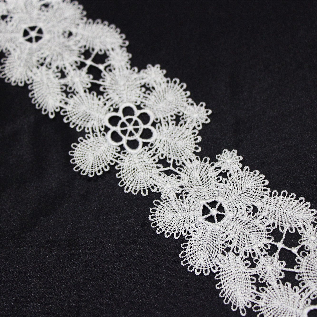 Narrow White Blue Embroidery Ribbon Lace Trim Nylon Border Lace Trimming for Women