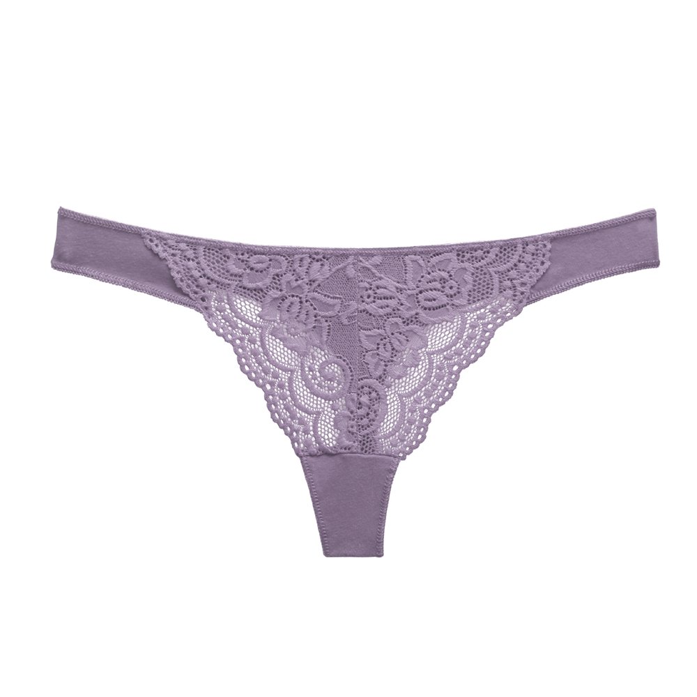 YS7346C Sexy Lace Thongs Women Low Waist T-Back Underwear M-XL Splicing Cotton G-string Underpants Ladies Floral Bikini