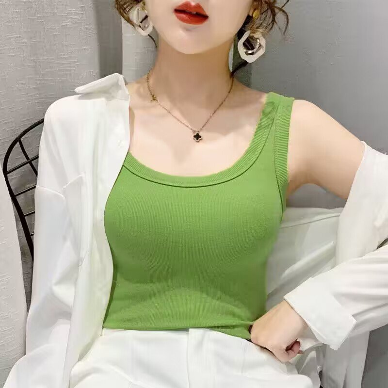 Wholesale Top Sale Ladies Sleeveless Summer Women Vest Crop Top Solid Color Causal Vest Crop Tops