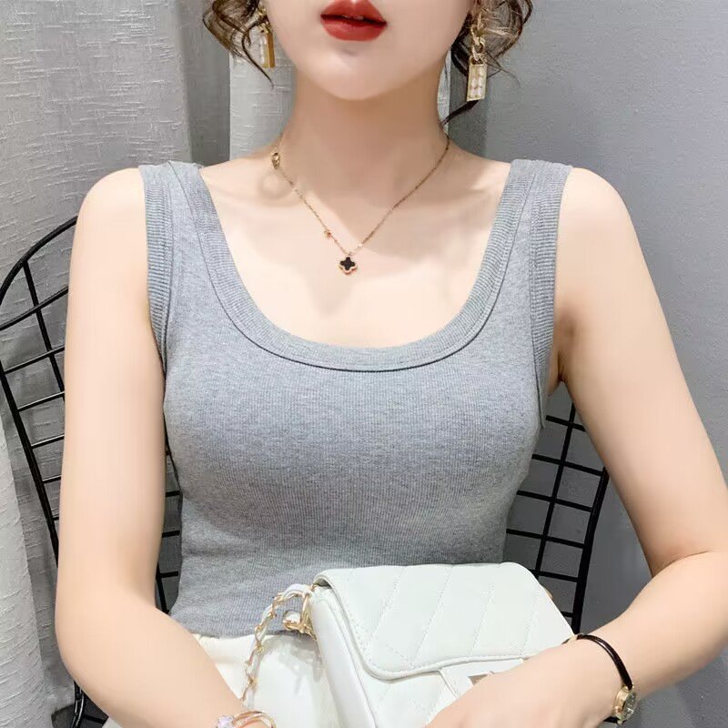 Wholesale Top Sale Ladies Sleeveless Summer Women Vest Crop Top Solid Color Causal Vest Crop Tops