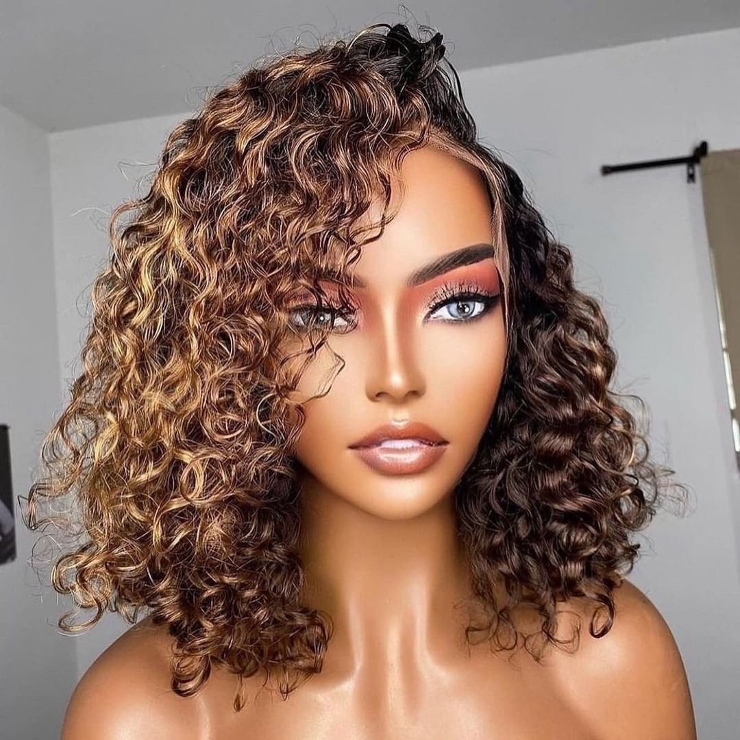 Short Bob Pink Red 613 Highlight 1b Honey Blonde Brown Color Straight Human Hair Full Hd Lace Front Wigs For Black Women