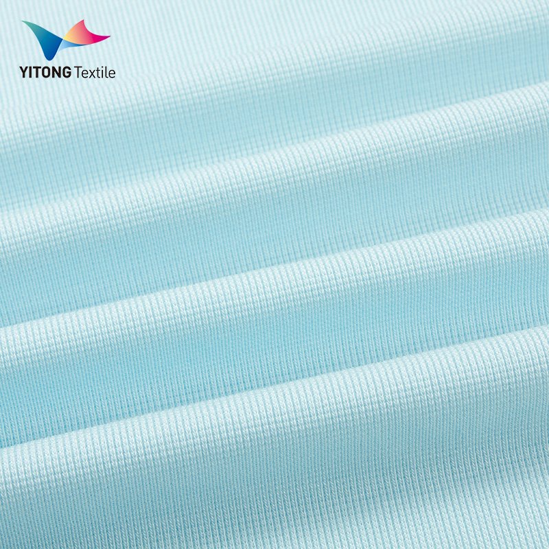 High Quality Polyester Rib Knit Fabric 76.8% Polyester 19.6% Lyocell 3.6% Spandex Fabric for t-shirt Sportswear